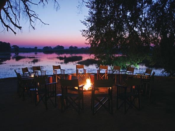 Pom Pom Camp - campfire and sunset